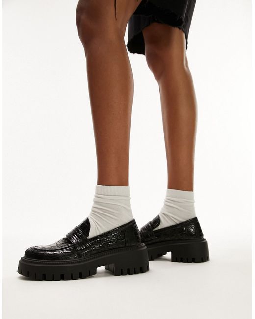 TopShop Connie chunky loafers in croc