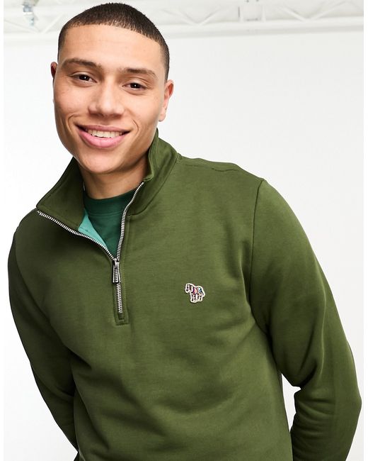 PS Paul Smith 1/4 zip sweatshirt in khaki-