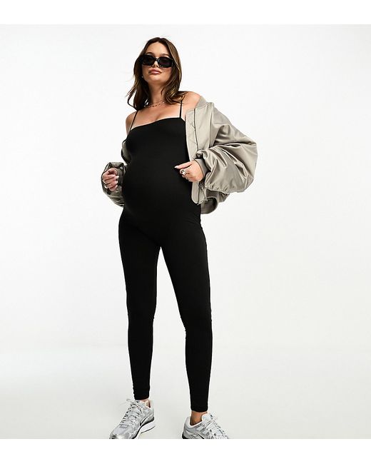 ASOS Maternity DESIGN Maternity strappy soft touch unitard jumpsuit in