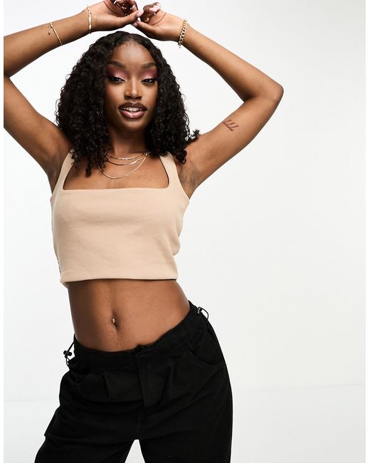 Kaiia square neck crop top in