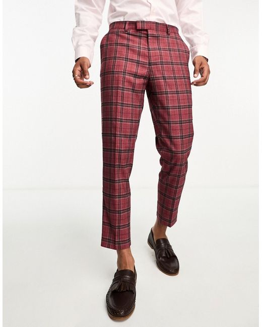 Harry Brown skinny cropped suit pants in tartan