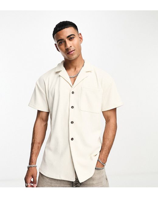 Labelrail x Stan Tom relaxed revere collar ribbed button through shirt in