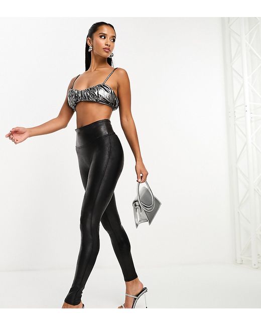 Spanx Petite leather look legging with contoured power waistband in