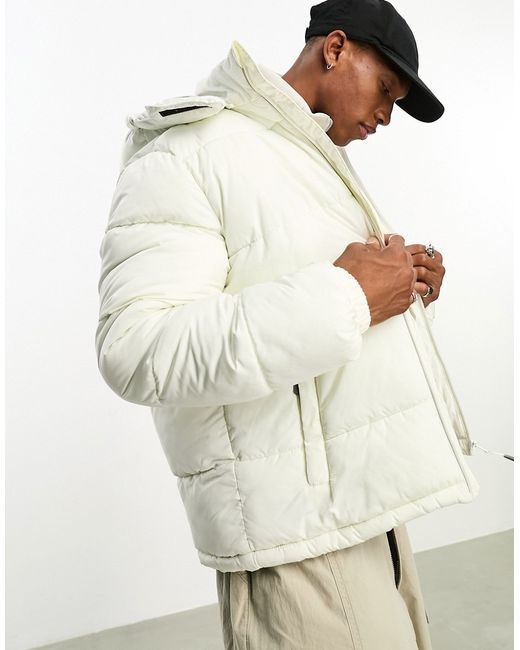 Bershka hooded puffer jacket in