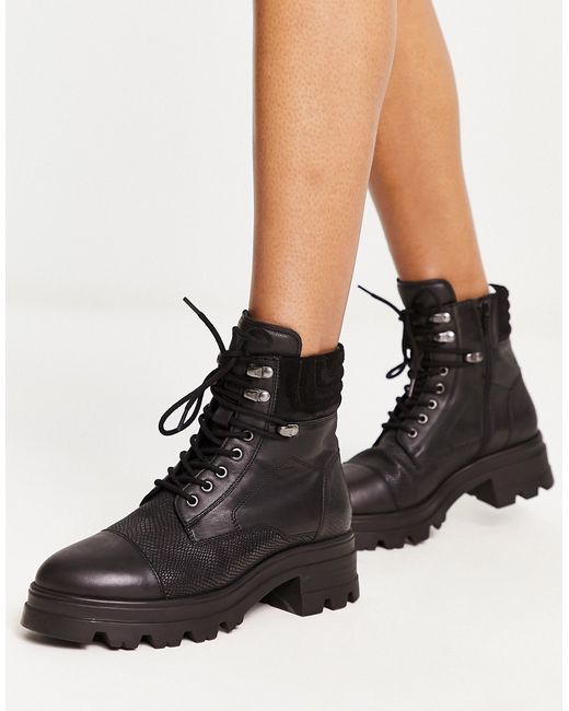 London Rebel Leather chunky hiker boot in