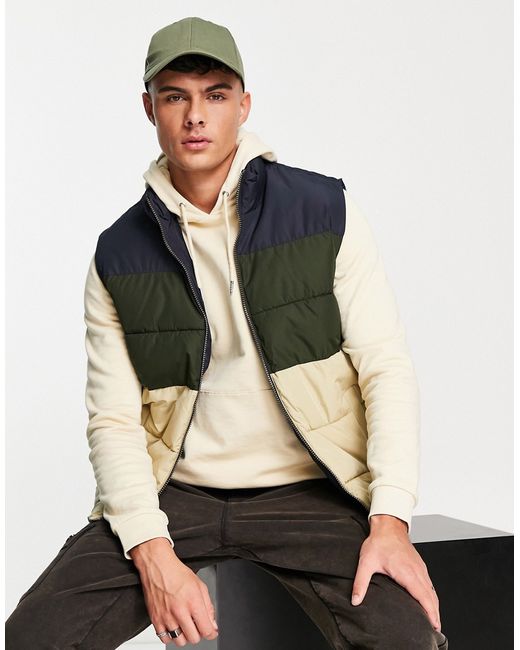 Only & Sons heavy weight quilted vest in block