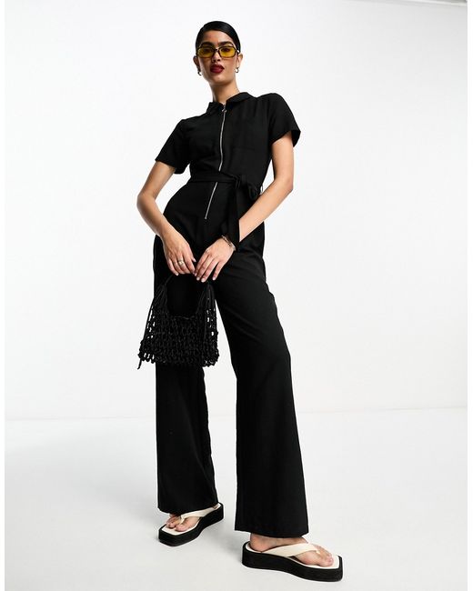 Miss Selfridge belted soft utility jumpsuit in