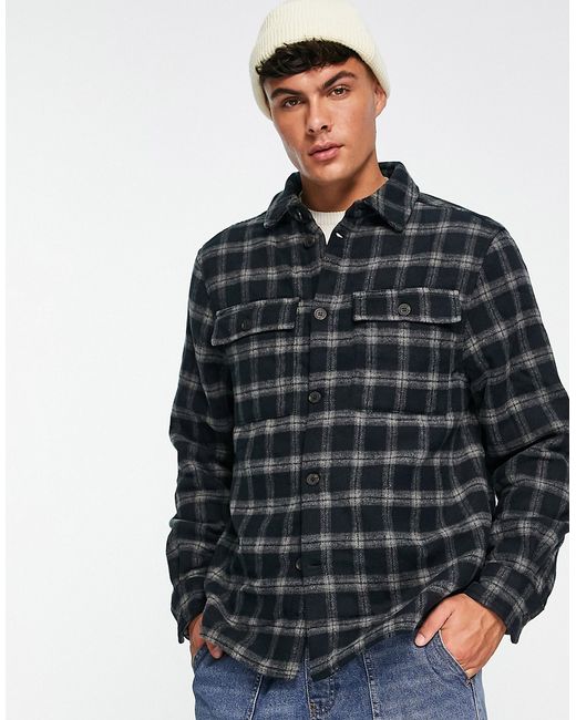 New Look quilted overshirt in check