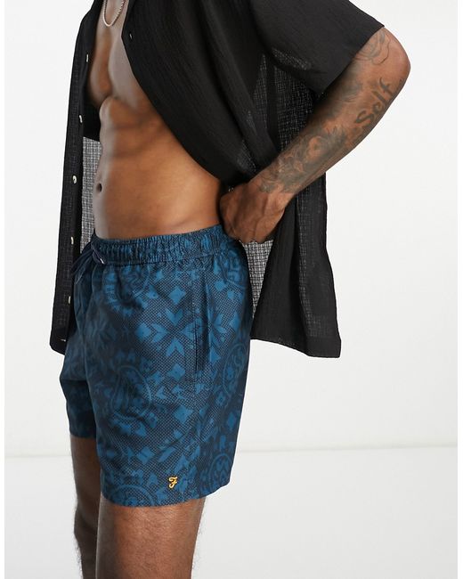 Farah Murphy swim shorts in true with all-over print