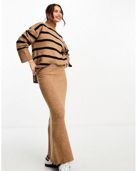 Asos Design knitted midi skirt in camel part of a set-