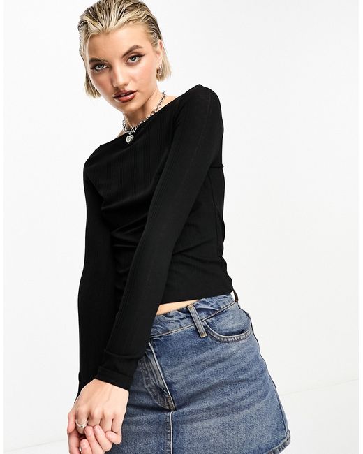 Collusion Slash neck long sleeve top in