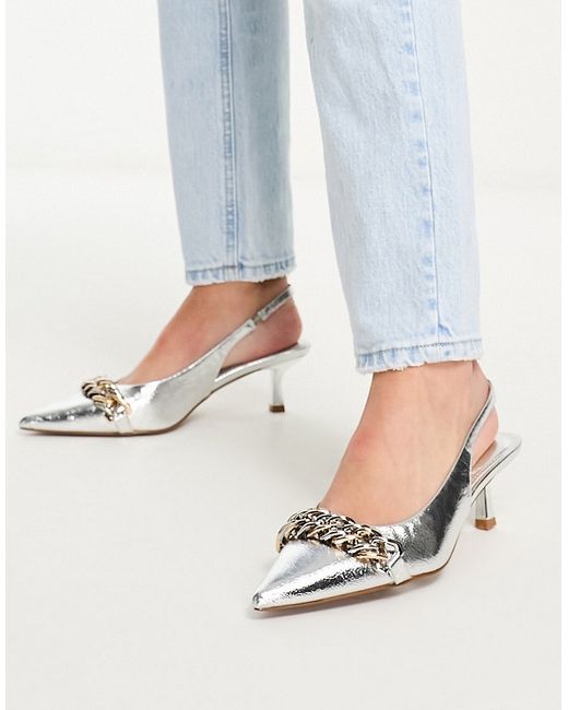 River Island sling back pumps with chain detail in