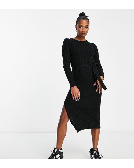 Brave Soul Petite eddie knitted dress with slit in