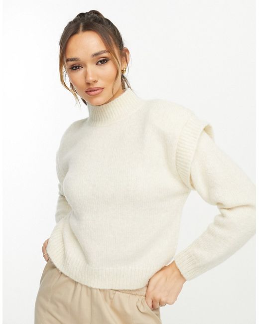 Mango shoulder detail sweater in cream-
