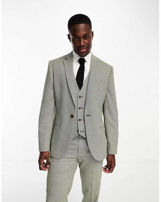 Asos Design wedding slim suit jacket in birdseye texture