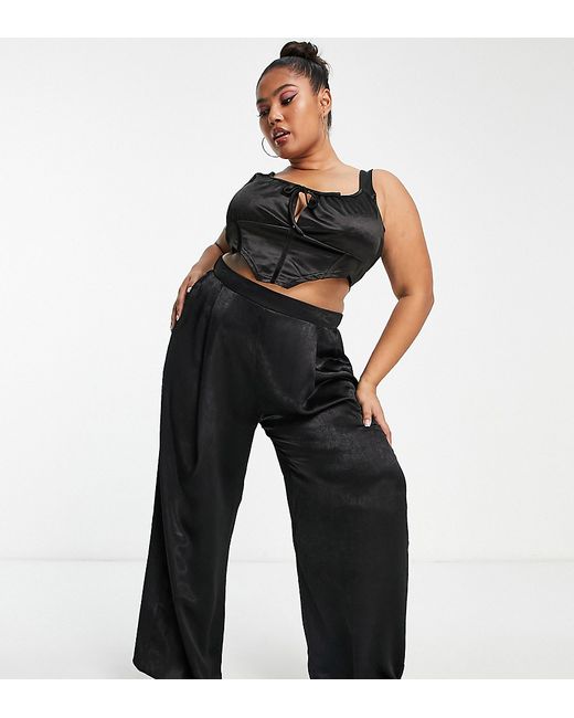 Yours wide leg satin pants in