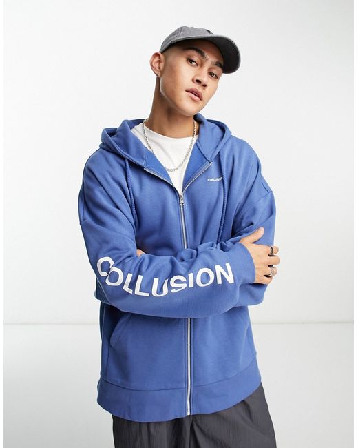 Collusion super oversized zip up hoodie in