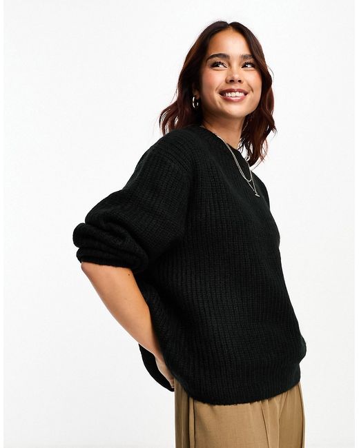 Asos Design fluffy rib sweater with crew neck in
