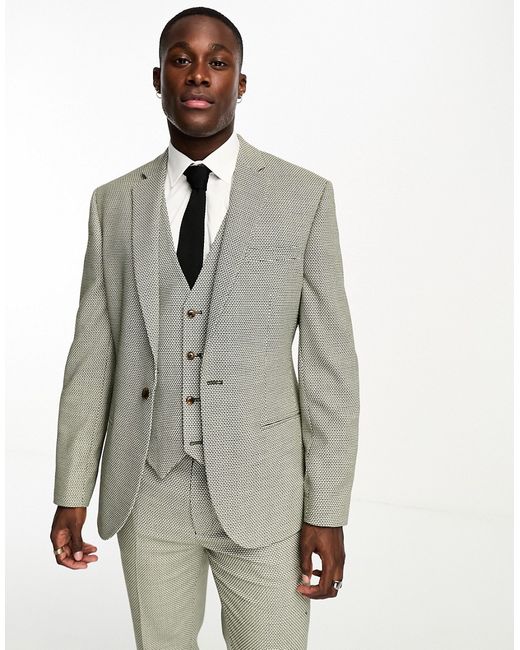 Asos Design Wedding skinny suit jacket in birdseye texture