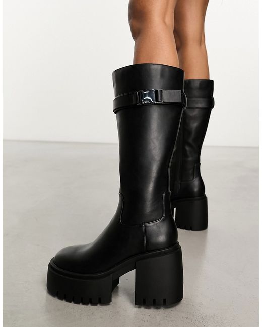 Public Desire chunky buckle knee boots in