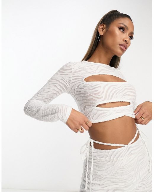 Asos Design burnout crop top with cut out in part of a set