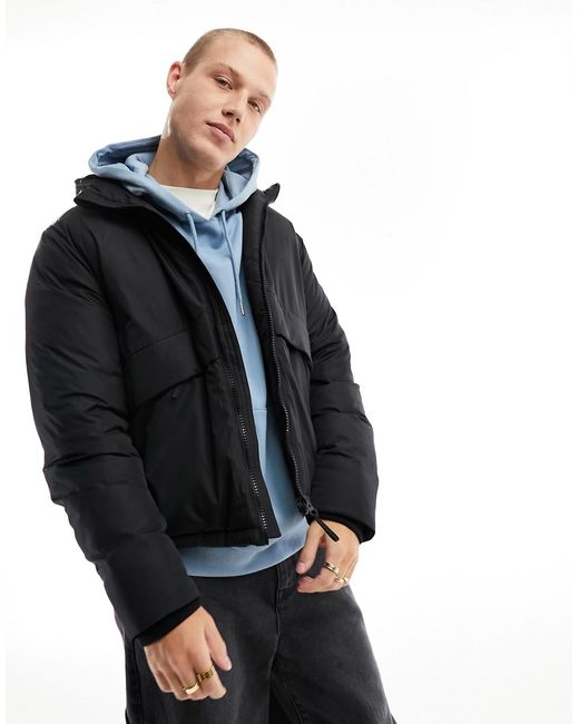 Asos Design puffer jacket with hood in