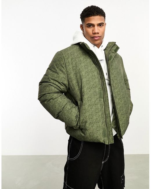Asos Design oversized puffer jacket in wash