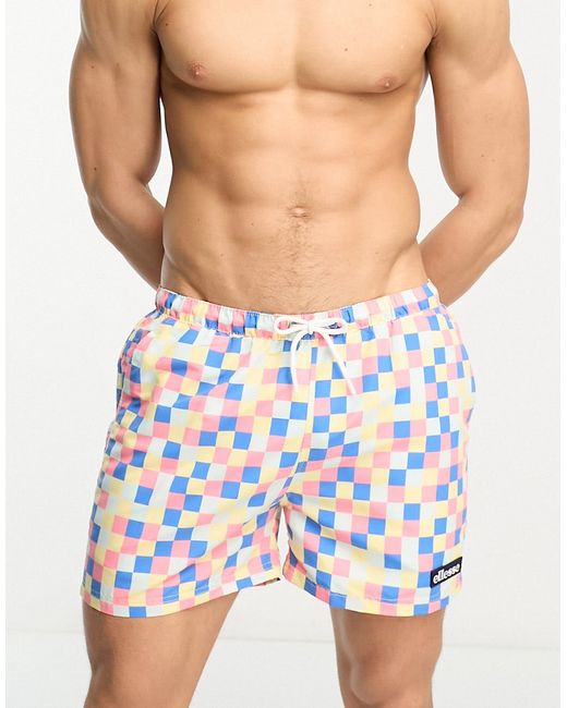 Ellesse Yves swim shorts in multi colored square print-