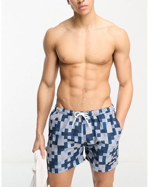 Ellesse Yves swim shorts in and gray square print