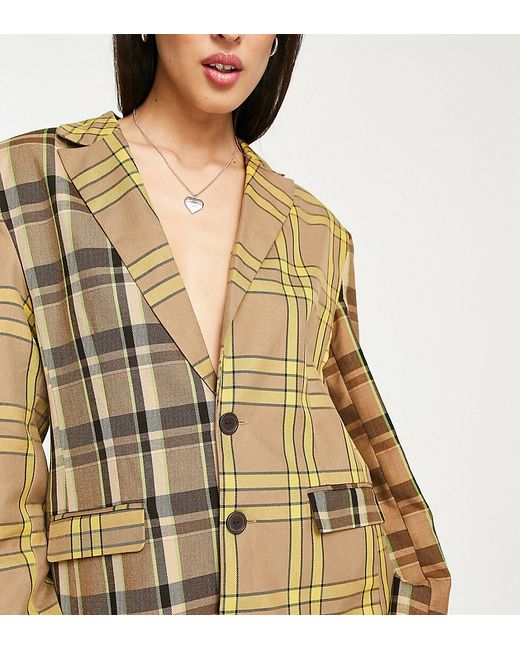 Collusion oversized spliced checked blazer part of a set-