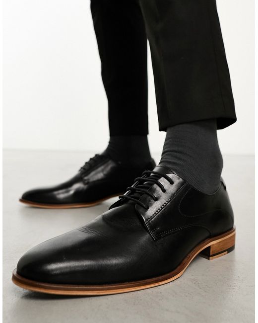 Asos Design derby lace up shoes in leather with natural sole