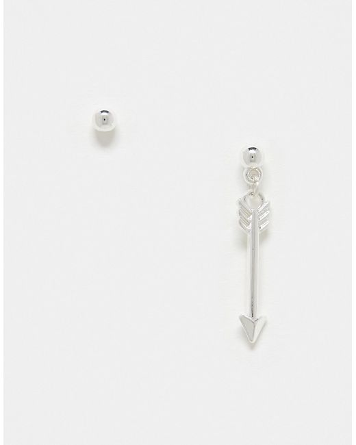 Asos Design stud and drop earring with dagger pendant in real plate