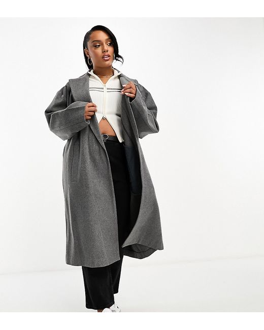 ASOS Curve DESIGN Curve unlined mid length coat in pale