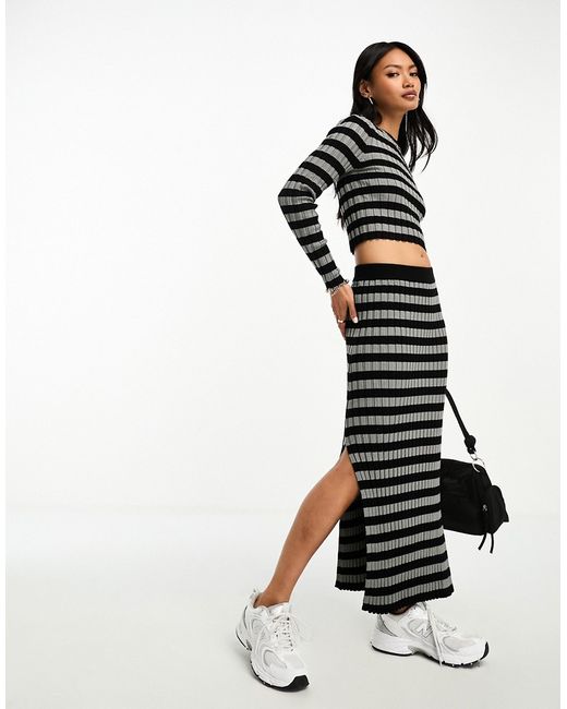 Asos Design knitted midi skirt in stripe part of a set-