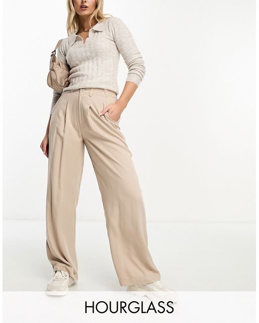 Asos Design Hourglass dad pants in taupe-