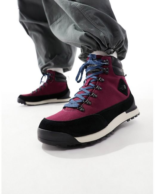 The North Face berkley textile sneakers in burgundy and