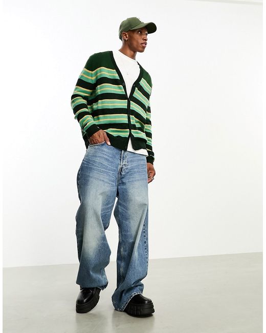 Asos Design oversized knitted stripe cardigan in