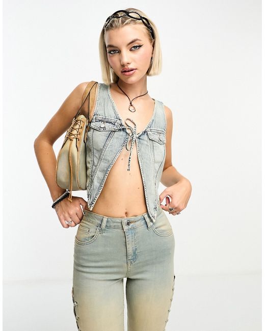 Weekday Pearl denim vest in stained part of a set