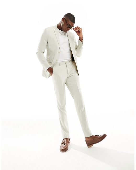 Jack & Jones Premium slim fit suit pants in cream-
