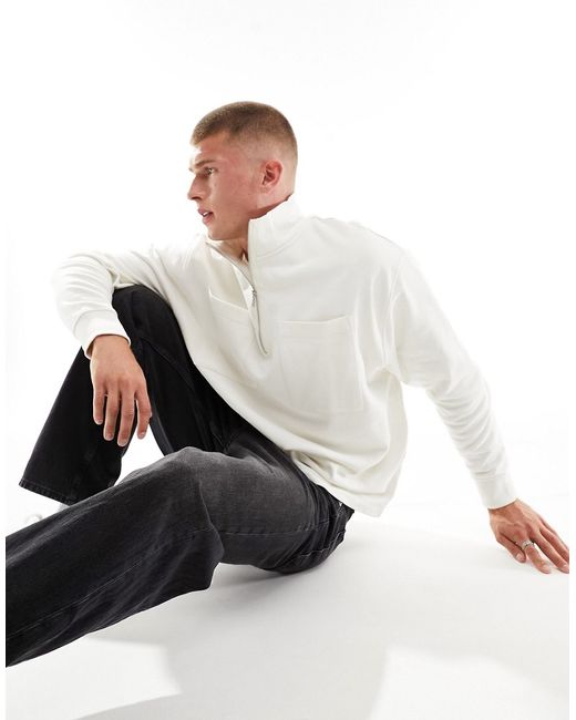 Asos Design oversized half zip sweatshirt with pocket in soft