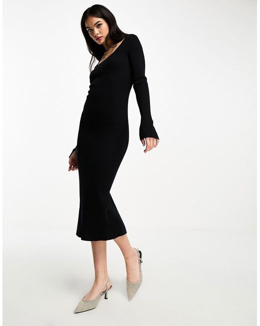 Other Stories knitted rib midi dress in