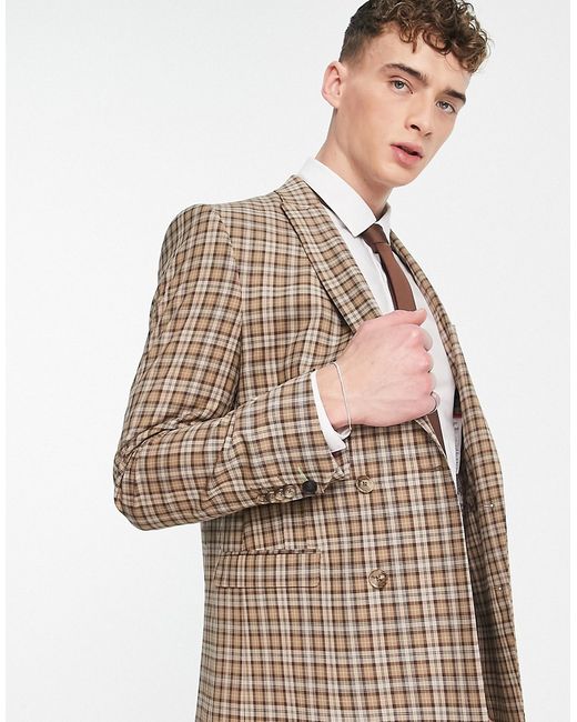 Twisted Tailor mepstead double breasted suit jacket in prince of wales check-