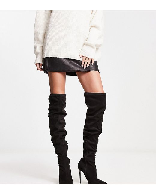 Truffle Collection Wide Fit over the knee stilletto sock boots in
