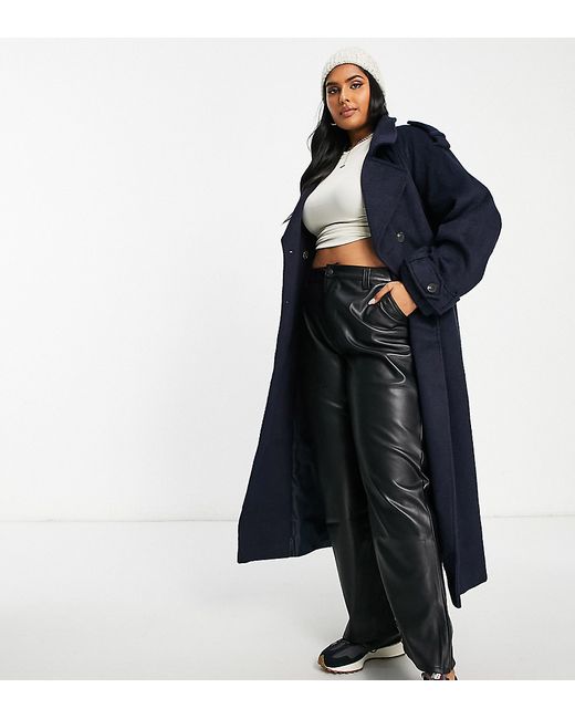 ASOS Curve DESIGN Curve oversized brushed formal trench wool mix coat in