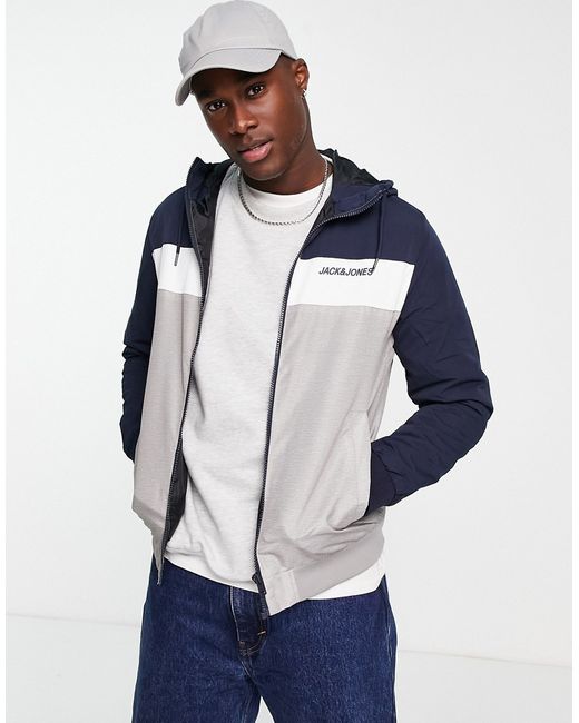 Jack & Jones Essentials lightweight logo jacket with hood in
