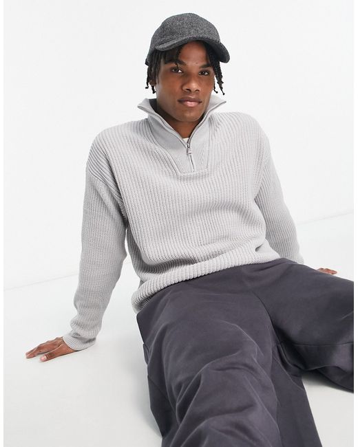 New Look fisherman ribbed funnel neck sweater in light