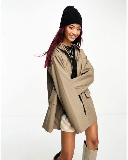 Asos Design rubberized rain coat in mushroom-