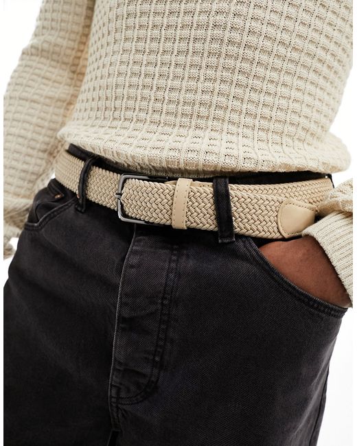 French Connection woven belt in stone-