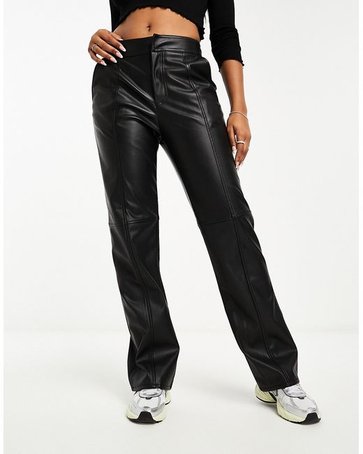 Asos Design premium faux leather straight leg pants in