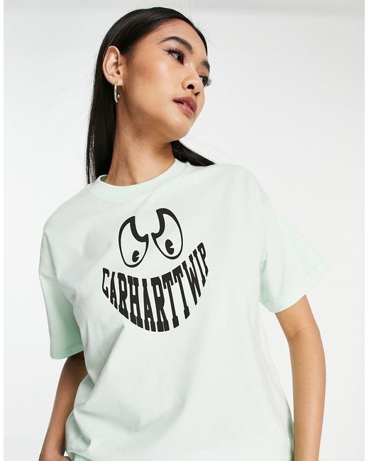 Carhartt Wip grin logo T-shirt in mint-